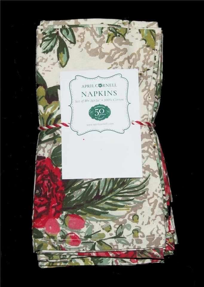 Servilletas florales 10 Abril Cornell Feliz Navidad antiguas rosas de pascua nuevas con etiquetas Foto 1 de 1