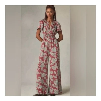 Anthropologie Somerset Jumpsuit S Petite Wide Leg Floral Pockets Boho Chic - Image 1 of 4