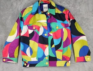 Crisca Jacket Womens Size 36 Multicolor Button Up Long Sleeve Artsy 90s Vintage - Picture 1 of 15