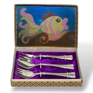 Vintage Russische Sowjetische UdSSR 916 Silber Dessert Gabeln Löffel 3-teiliges Set mit Geschenkbox - Bild 1 von 13