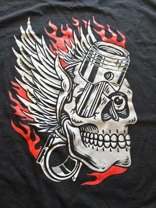 BrandMakers Bone Threads Graphic Black T-shirt Men’s Extra Large Skull Flames - Picture 1 of 7