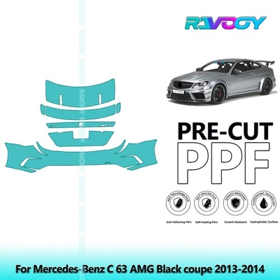 Kit de protección de pintura precortada PPF para Mercedes-Benz C 63 AMG cupé negro 2013-2014 Foto 1 de 4