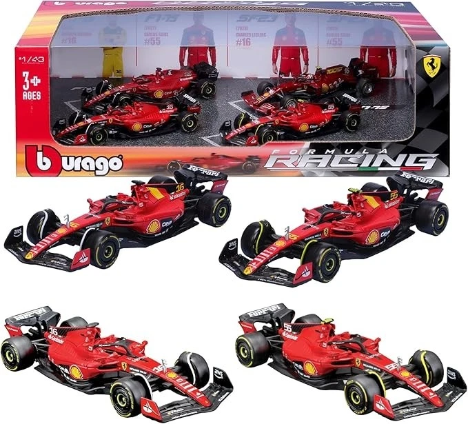 BURAGO - Gift Pack 4 F1 Ferrari SF-23-4 Modellini Realistici Auto in Scala 1:43, - Immagine 1 di 1