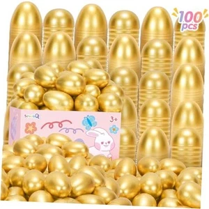 Easter Eggs Empty 100Pcs, Fillable Plastic Golden Eggs for Easter Basket - Picture 1 of 7