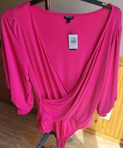 Torrid Hot Pink Studio Knit Surplice Max Stretch Bodysuit Plus Size 3 - Picture 1 of 5