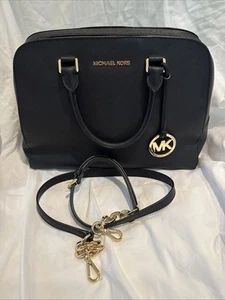 Michael Kors Cindy Large Leather Dome Satchel Leather Black - Lightly Used - Picture 1 of 12