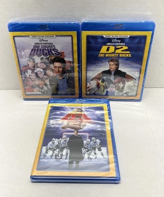 THE MIGHTY DUCKS, D2 & D3  BLU-RAY TRILOGY! DMC EXCLUSIVES OOP ALL 3 NEW/SEALED! Foto 1 de 4