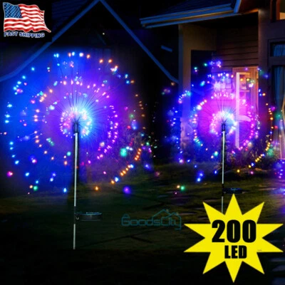 Luces Solares De Fuegos Artificiales 200 LED Impermeable Exterior Jardin Navidad - Image 1 of 4