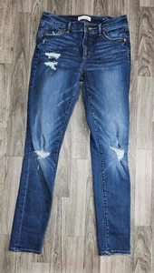 Loft Womens Size 26 / 2 Pockets Distressed Modern Skinny Denim Blue Jeans - Picture 1 of 12