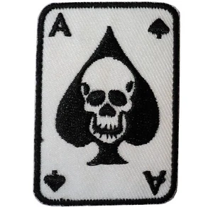 Ace of Spades Skull Crossbones Death Iron/ Sew On Embroidered Cloth Biker Patch - Picture 1 of 1
