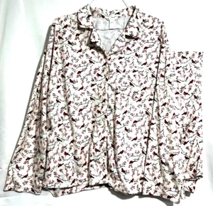 Cozy Women's Pajamas Red Cardinal Birds, Wintery, Madonna Sleepwear Size 3 X-EUC - Picture 1 of 10