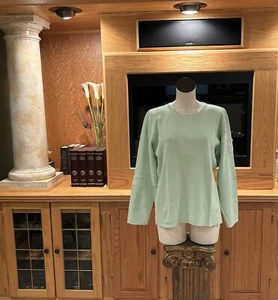 Karen Scott Mint Green Soft Lightweight Long Sleeve Crew Neck Sweater Pocket XL - Picture 1 of 6