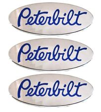 3Pcs Custom 6061 Logo Name Emblems Plate for Peterbilt Hood Grille Fender Blue