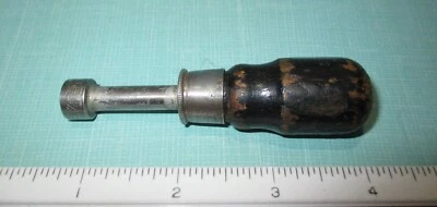 Vintage STEVENS SPINRITE USA Wooden Handle Hollow Shaft 5/16" Stubby Nut Driver - Image 1 of 3