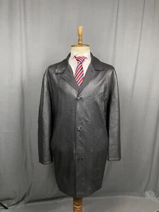 Ermenegildo Zegna Herren Schwarz Leder Mantel Größe 5XB - Bild 1 von 10