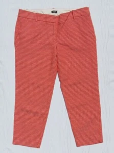 J CREW US Women’s M 8 Orange Red White Dots 100% Cotton City Fit Cropped Pants - Picture 1 of 5