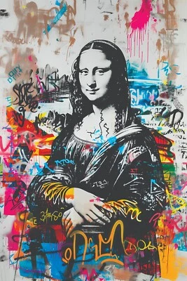 MONA LISA BANKSY GRAFFITI 流行艺术印刷品/海报画布/撒丁照片纸 T32 — 第 1/4 张图片
