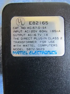 Genuine Mattel Electronics Intellivision II Power Supply AC Adapter 5872-9629 - Picture 1 of 5