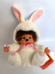 Monchhichi Rabbit Bunny Key Chain Monchichi Sekiguchi Kiki 10 cm Mascot 3.5" - Picture 1 of 1