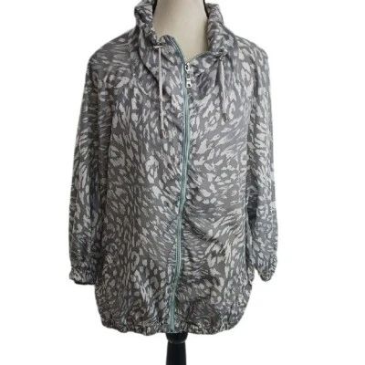 Chaqueta utilitaria Ruby Rd gris estampado animal cremallera completa absorbente manga 3/4 talla XL Foto 1 de 4
