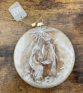 Raz Imports North Star Holy Family Glass Disk Christmas Ornament, 5" Tall, NWT - Picture 1 of 4