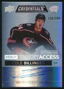 2021-22 Upper Deck Credentials Debut Ticket Access #DTAA-CS Cole Sillinger RC - Picture 1 of 2