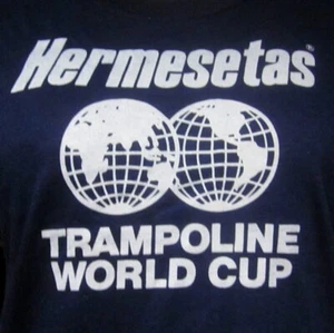 HERMESETAS vtg tee Trampoline World Cup med T shirt 1980s tumbling OG - Picture 1 of 3