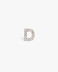 Genuine Diamond Initial D Slider Pendant 14k Solid Gold Name Initial Charm Gift - Picture 1 of 12