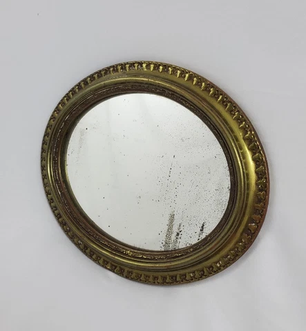Antique Brass Framed Wall Mirror Oval Italian French Regency Vintage Cover
