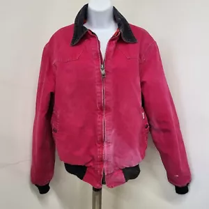 Vintage Carhartt Jacket Womens Large Pink Canvas Santa Fe Quilt Lined Barn 90s - Picture 1 of 14