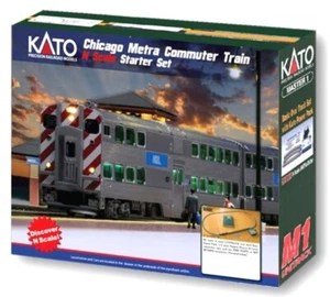 Kato N Scale ~ F40PH Gallery Bi-Level Commuter Train Starter Set, Chicago Metra - Picture 1 of 1