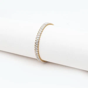 Pulsera de acero inoxidable color dorado elegante con pedrería pulsera brazalete mujer bisutería - Imagen 1 de 4