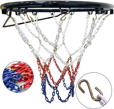 SENENQU Metal Chain Basketball Net Replacement for Indoor or Outdoor, Heavy Duty
