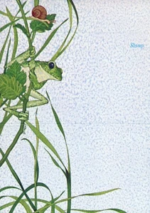 Unused Vintage LINDA K POWELL LKP Postalette, Wildlife Cute Frog Snail Grass Art - Picture 1 of 4