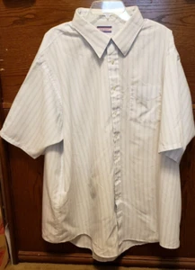 *Men's 20X Big, Short Sleeve Shirt in Light Blue with Vertical Stripes - Picture 1 of 9