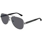 New Gucci Gg0528s 007 Ruthenium Black/grey 63-14-150 Sunglasses