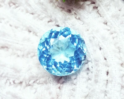 Round Shape Aquamarine Certified Loose Gemstone 7.55 Ct With Free Gift - Image 1 of 4