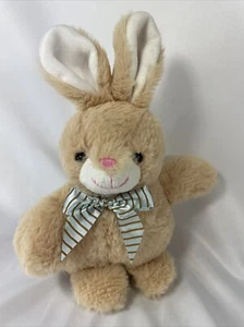 DanDee plush bunny 10" tan rabbit blue bow - Picture 1 of 12