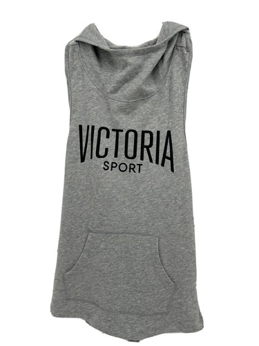 UNDERCOVER Felpa con cappuccio Victoria's Secret VSX Sport pullover sportivo senza maniche grigio taglia XS NUOVA CON ETICHETTE