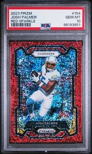 Josh Palmer 2023 Panini Prizm #154 Red Sparkle Prizm PSA 10 - Imagen 1 de 2