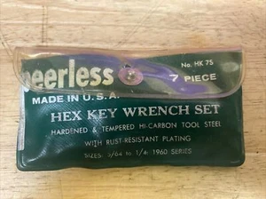 Peerless 7 Pieces Hex Key Wrench Set No HK 7S 1/4 to 5/64 Steel USA Vintage 60's - Picture 1 of 3
