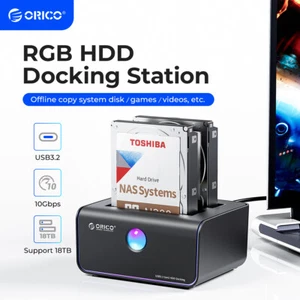 ORICO 2.5/3.5inch RGB Hard Drive Docking Station USB 3.2 to SATA Offline Cloner - Picture 1 of 9