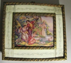 Antique Mid-19th C. Enamel on Copper Painting in Gilt Bronze Frame,  circa 1850 - Picture 1 of 7