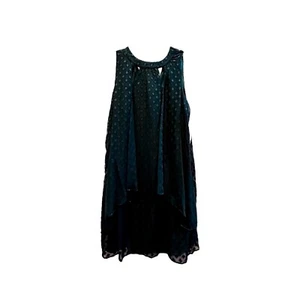NEW Leslie Fay Dress Womens Size 12 Dark Teal Swing Sleeveless Ruffles $98 Flaw - Picture 1 of 12