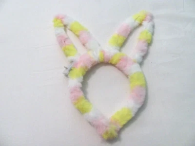 NEW YELLOW, PINK & WHITE TIE-DYED PLUSH LIGHT-UP BUNNY HEADBAND - Image 1 of 3