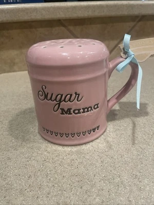 10 Strawberry Street Ceramic Sugar Shaker Pink with Handle 4 1/2" x4" Sugar Mama - Image 1 of 4