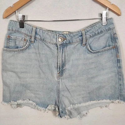 River Island Denim Shorts 14 Y2K Retro Hotpants Daisy Dukes - Image 1 of 4