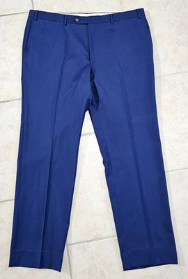 Pantalones de vestir para hombre CANALI azul marino lana frente plano talla 58 Italia Foto 1 de 4