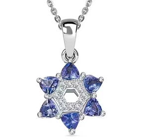 Ciondolo argento tanzanite gemme naturali autentiche sterling massiccio con catena da 20 pollici - Foto 1 di 24