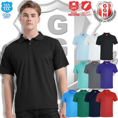 Mens Plain Polo Shirt, Short Sleeve, Black Blue White Solid Colour Golf Shirt - image 1 of 4